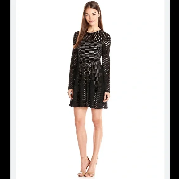 BCBGMAXAZRIA Black Mesh Lace Kyla Dress Size L